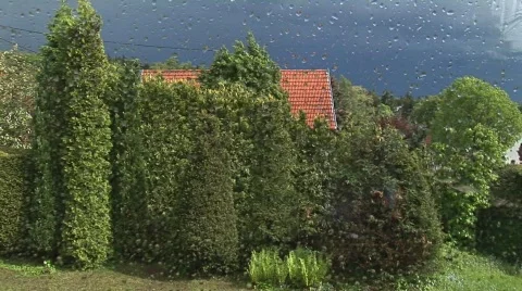 Raindrops on window after thunderstorm Stock Footage 415419