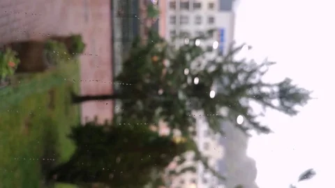 Raindrops on the window and street view Stock Footage 123249883