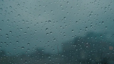 Raindrops on the window and thunder light Stock Footage 112246341