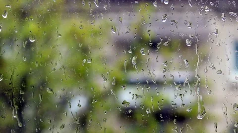 Raindrops On Window Close Up Shot Stock Footage 75668086