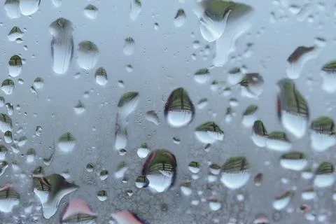 Raindrops on the window. Closeup Stock Photos
