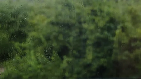 Raindrops on a window during summer rain showers. Stock-Footage 167165195