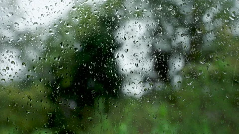 Raindrops on window Stock Footage 221584924