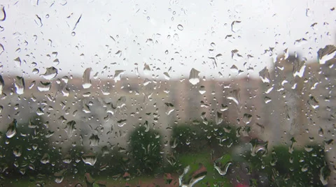Raindrops on the window glass. 4K. Video stock 38949131