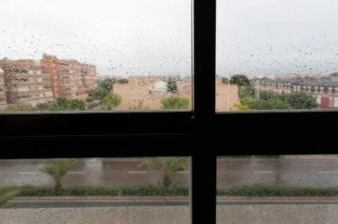 Raindrops on a window glass Stock Photos