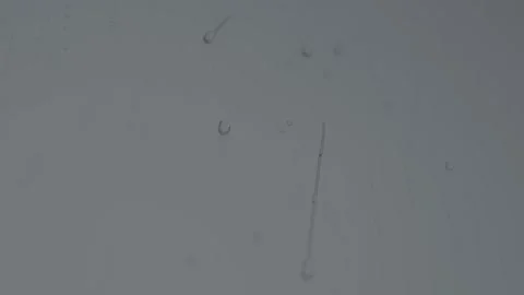 Raindrops on window glass surface on a gloomy rainy day Stock Footage 318415970
