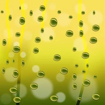 Raindrops on window green background Stock Illustration