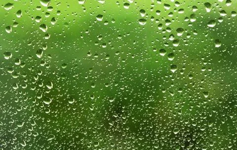 Raindrops on the window, nature background with copy space Stock Photos