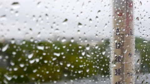 The raindrops on the window pane. Stock Footage 114358594