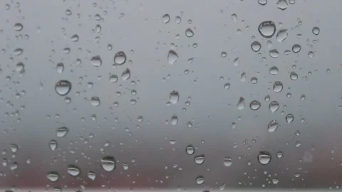 Raindrops on the window, rainy dark weather Stock Footage 136032273