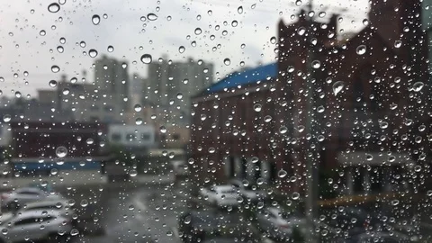 Raindrops on the window, rainy day. Stock Footage 90029729