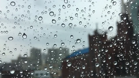 Raindrops on the window, rainy day. Stock Footage 90029733