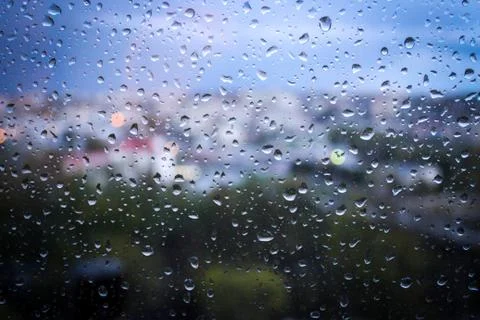 Raindrops on the window. Rainy weather Stock Photos