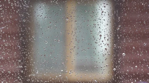 Raindrops on the window. Sadness. Stock Footage 112812483