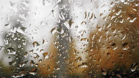 Raindrops on Window Slow Motion Stock Footage 81721176