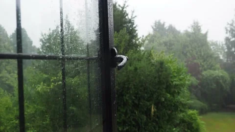 Raindrops On A Window In A Storm Stock Footage 137322480