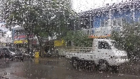 Raindrops on Windowpane Stock Footage 294397026