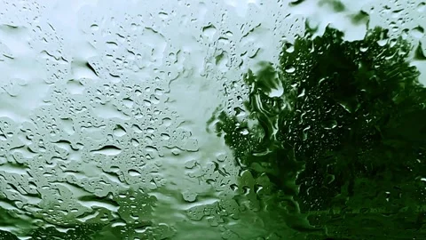 Raindrops on windscreen while driving on highway, low visibility Stock Footage 278848432