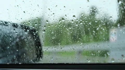 Raindrops on the windshield of the car. Stock Footage 157022924