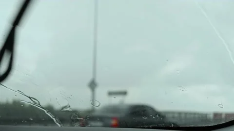 Raindrops on the windshield of the car. Stock Footage 157022989