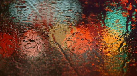 Raindrops on the windshield, focus on raindrop Stock Footage 61078051