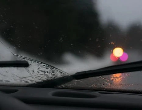 Raindrops on windshield Stock Photos
