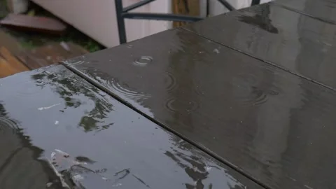 Raindrops On Wood Table 2 Stock Footage 141479147