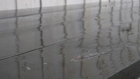 Raindrops On Wood Table Stock Footage 141479280