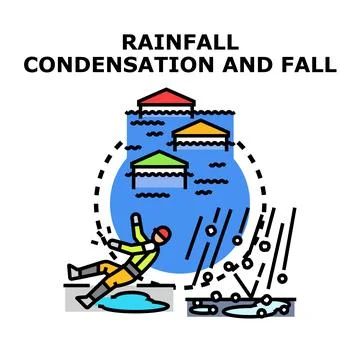 Rainfall condensation and fall process illustration hazard Stock Illustration