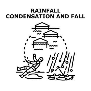 Rainfall condensation and fall process illustration hazard Stock Illustration