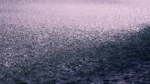 Rainfall creates a shimmering dance on tranquil waters Stock Footage 308812450