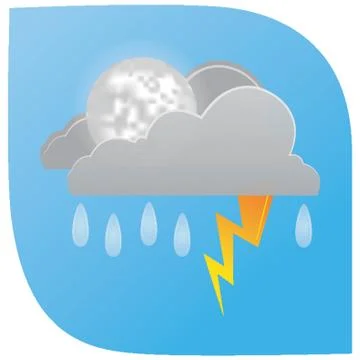 Rainfall With Lightning Clouds And Moon Stock-Illustration