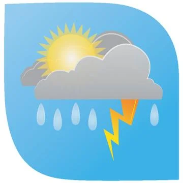 Rainfall With Lightning Clouds And Sun Stock Illustration