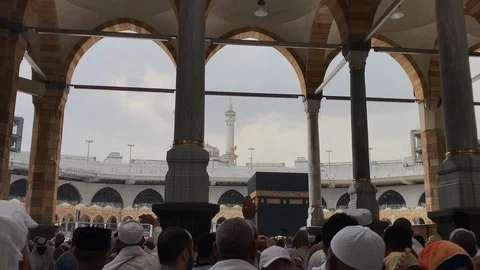 Rainfall at Masjid Al Haram area after during fasting month Ramadan in Mecca. Stock Footage 111150119