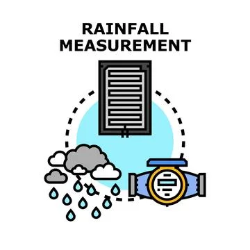 Rainfall measurement concept with weather data collection sensors 库存插图