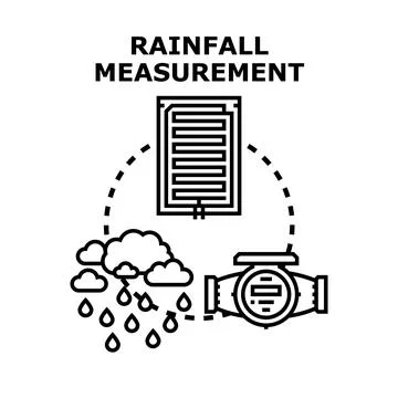 Rainfall measurement concept with weather data collection sensors Illustrazione stock