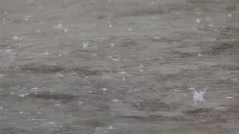 Rainfall in monsoon or rainy season. rain drops falling on rooftop in drizz.. Video stock 277278357