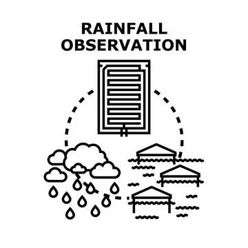 Rainfall observation measuring climate changes and flood risk Stock Illustration
