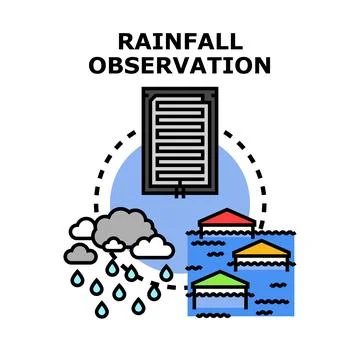 Rainfall observation measuring climate changes and flood risk Illustrazione stock