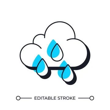 Rainfall offset shadow line icon Stock Illustration