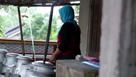 Rainfall Over Dairy Farm in Merapi Highlands Stock Footage 323545124