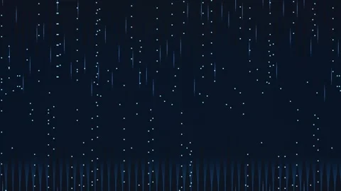 Rainfall over a dark background with glowing particles Stock Footage 338227795