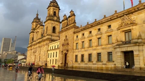 Rainfall on the placa bolivar Stock Footage 239413615