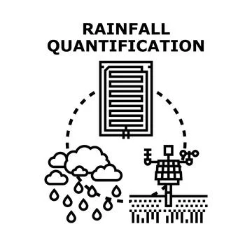 Rainfall quantification measuring precipitation data system Illustrazione stock