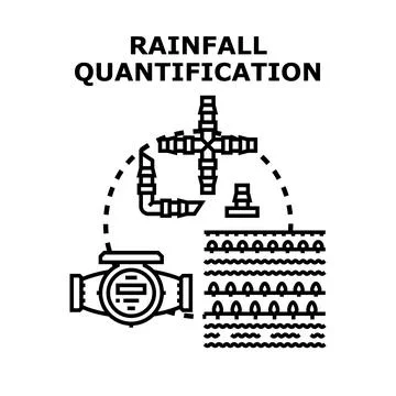 Rainfall quantification measuring water for irrigation system Stock Illustration