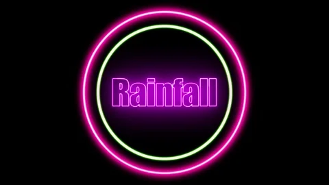 'Rainfall' Text Animation with Neon Glow &amp; Glowing Circles. Stock Footage 282577000