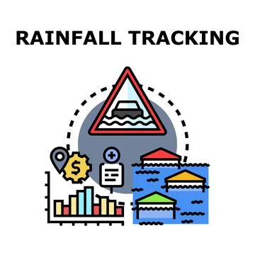 Rainfall tracking measuring climate change flooding risk Stock Illustration
