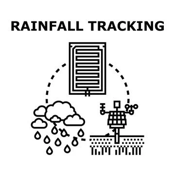 Rainfall tracking system collecting environmental data 스톡 일러스트