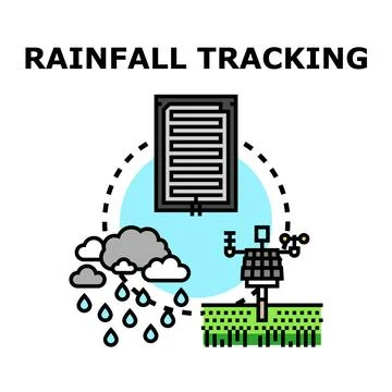 Rainfall tracking system collecting environmental data 스톡 일러스트