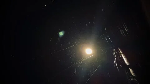 Rainfall Under the Streetlight Video stock 305261418